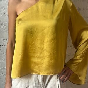 H&M Mustard One-Shoulder Blouse